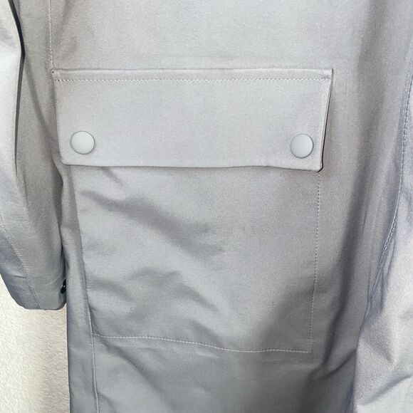 Lands End Men trench Coat Gray Packable Jacket M Snap outdoor classic - Picture 3 of 13
